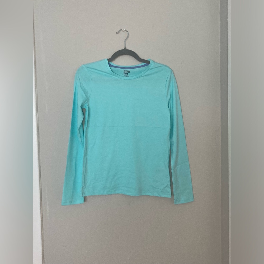 Spotted Zebra Light Blue Long Sleeve Tee